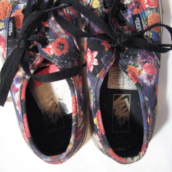 Vans Floral Lace Up Sneakers Kids Size 3 Galaxy - Picture 6 of 8